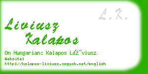 liviusz kalapos business card